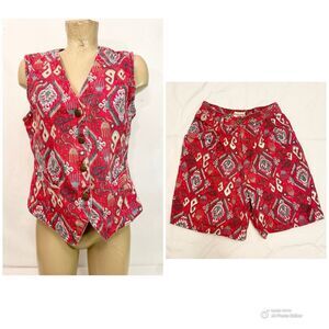 Gotcha Covered Outfit Medium 12 Vest Shirt Shorts Red Denim Western USA Vintage
